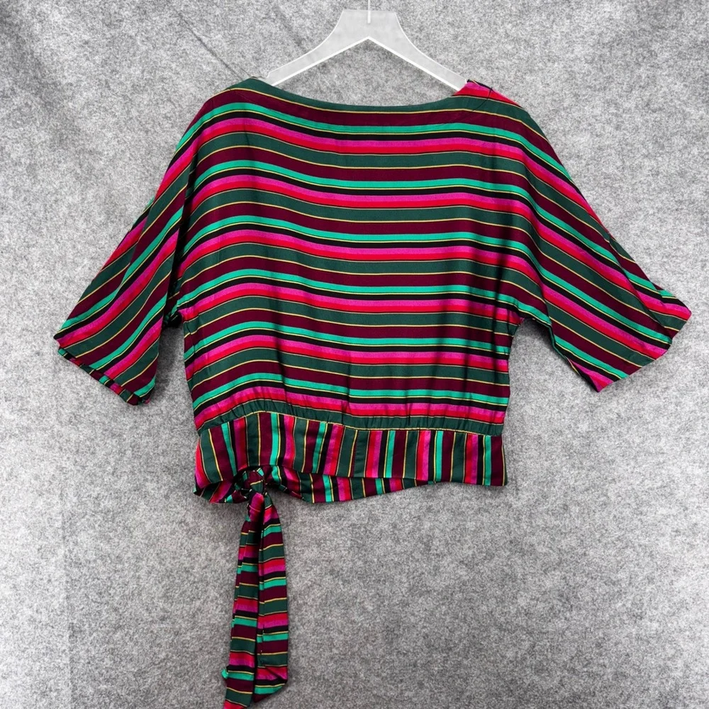 TRINA TURK Women On the Rocks Stripe Boat Neck Top Size S Red Pink Holiday Party - Picture 7 of 12
